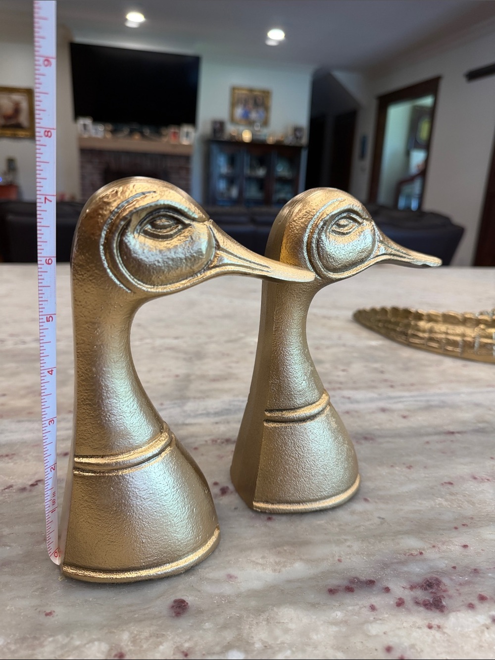 Pair of Gold Duck Head Bookends